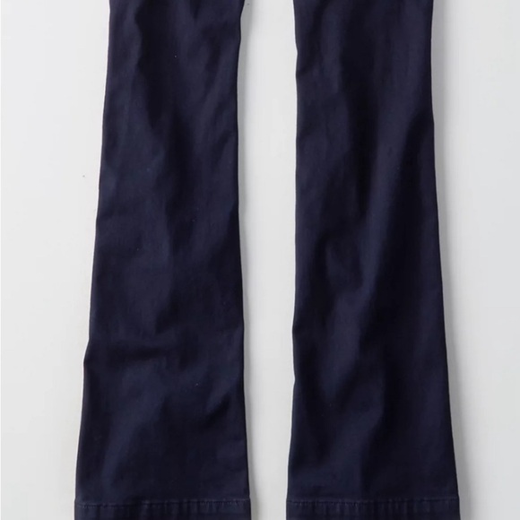 American Eagle Kick Boot Women's 8R Navy Dress Pants Midrise Stretch - Picture 4 of 15